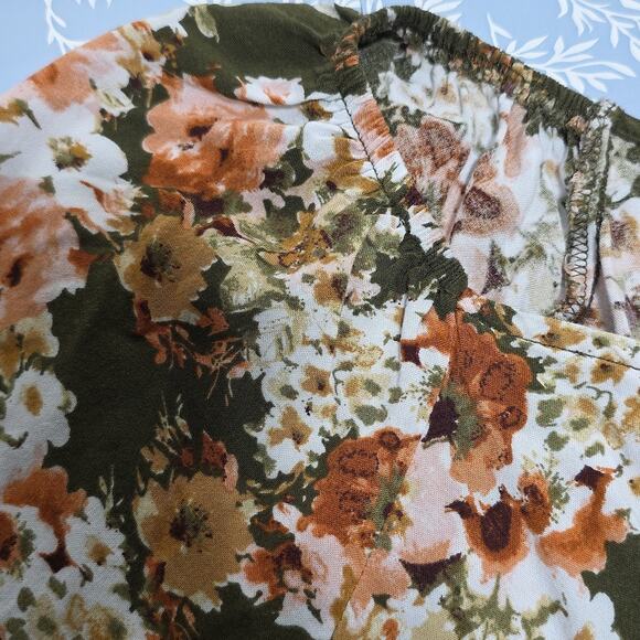 Womens Sz 1X Green and Pink Ruffle Babydoll Festival BOHO Lightweight Top - Picture 7 of 11